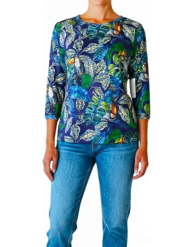 Tropical Toucan Print Long Sleeve Top