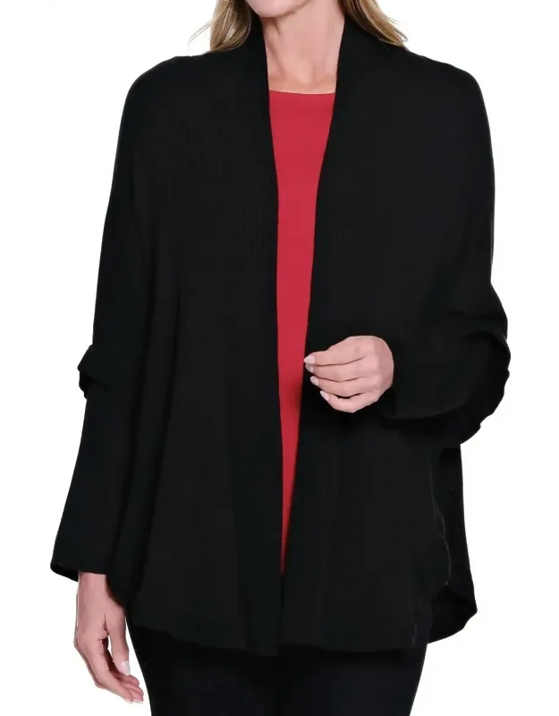 Shawl Collar Long Sleeve Knit Cardigan