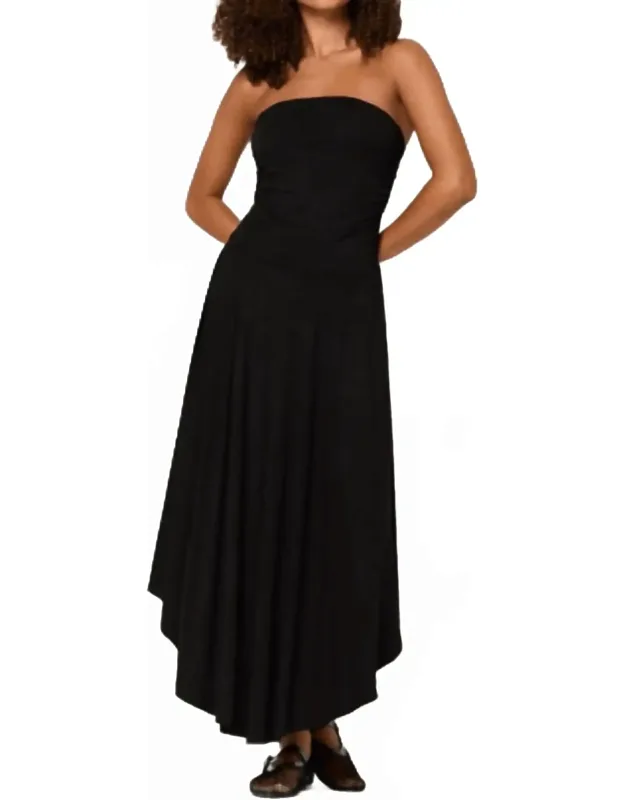 Goddess Strapless Shirred Dress