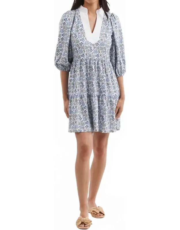 Tory Mini Dress With Charming Elbow Sleeves And Flattering V-neckline