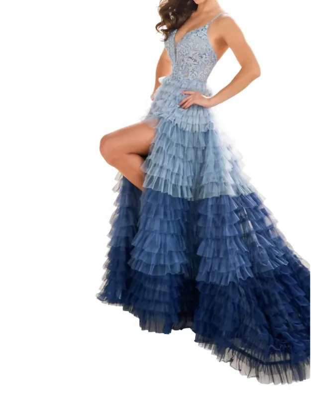Ombre Layered Tulle A-line Prom Dress