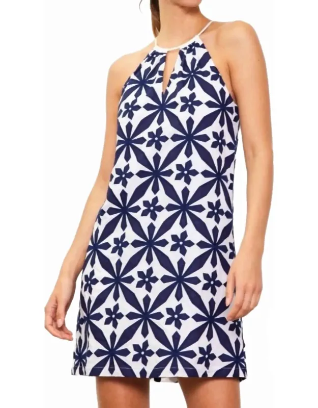 Embroidered Halter Dress