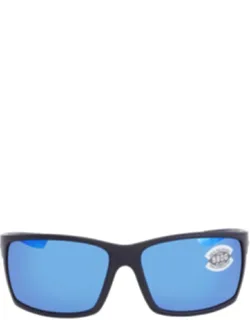 Reefton Blue Mirror Polarized Glass Rectangular Sunglasses