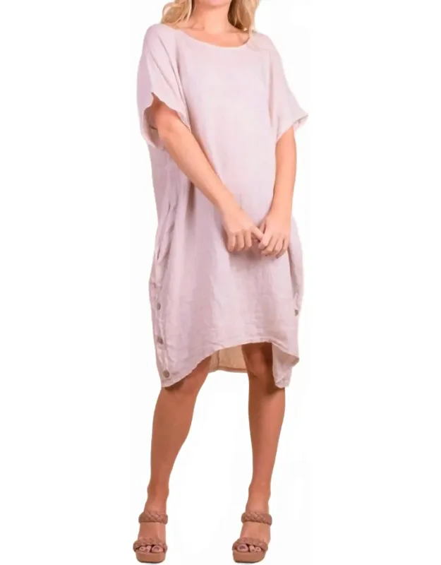 Linen Short Sleeve Midi Dress