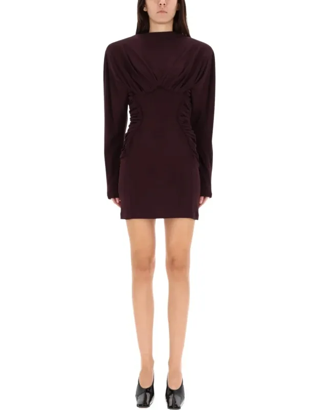 Pleated Mini Dress - 100% Viscose, Made In Italia