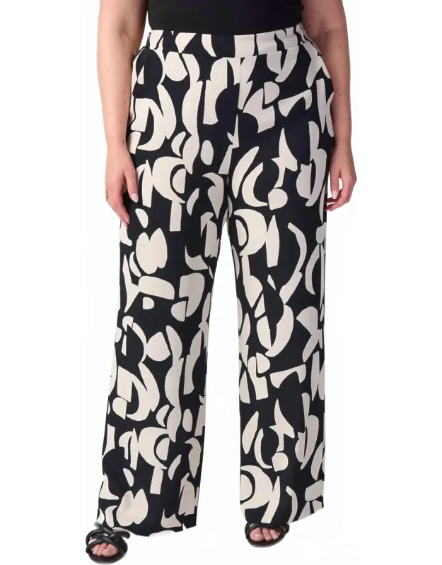 Geometric Print Wide Leg Pull On Pants