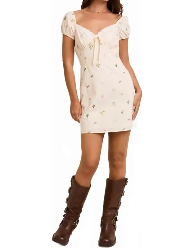 Sweetheart Neckline Coastal Cowgirl Graphic Mini Dress