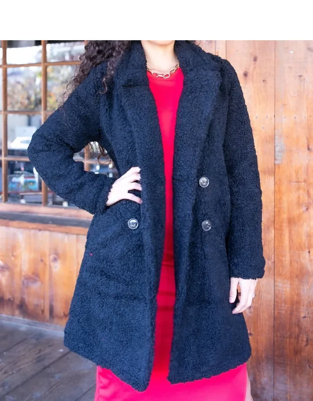 Sugar Teddy Double Breasted Faux Fur Teddy Coat