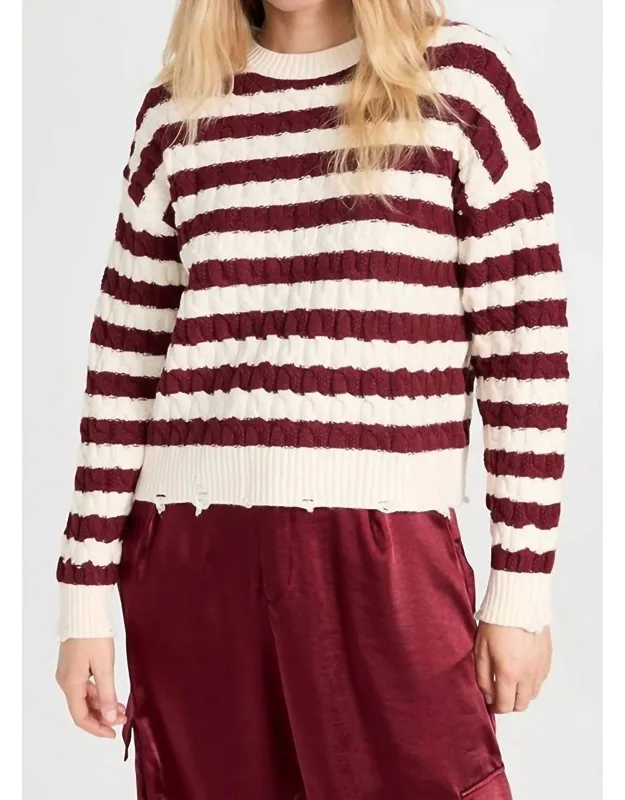 Distressed Cable Knit Sweater