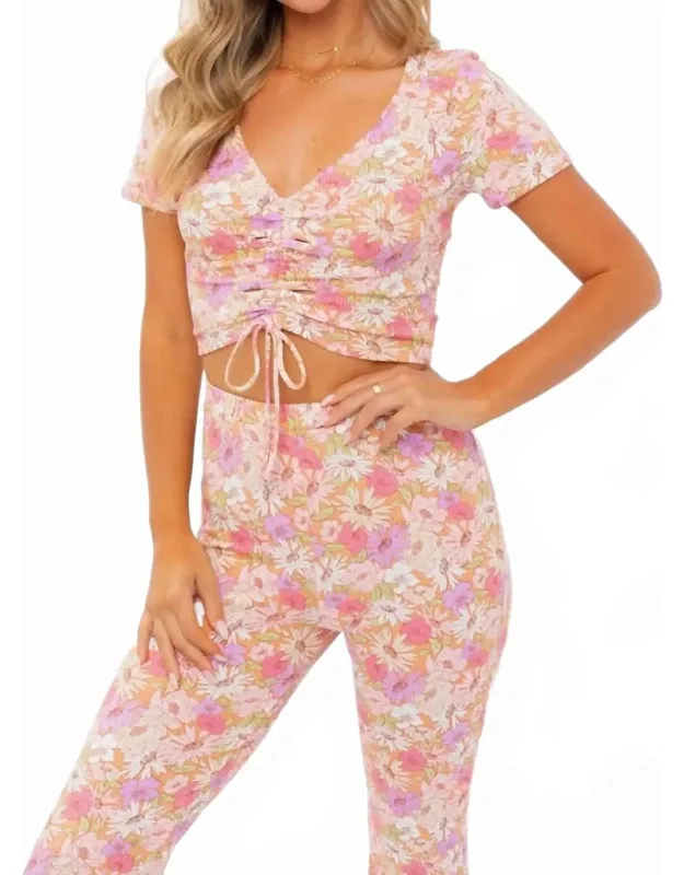 Floral Print Ruched Top