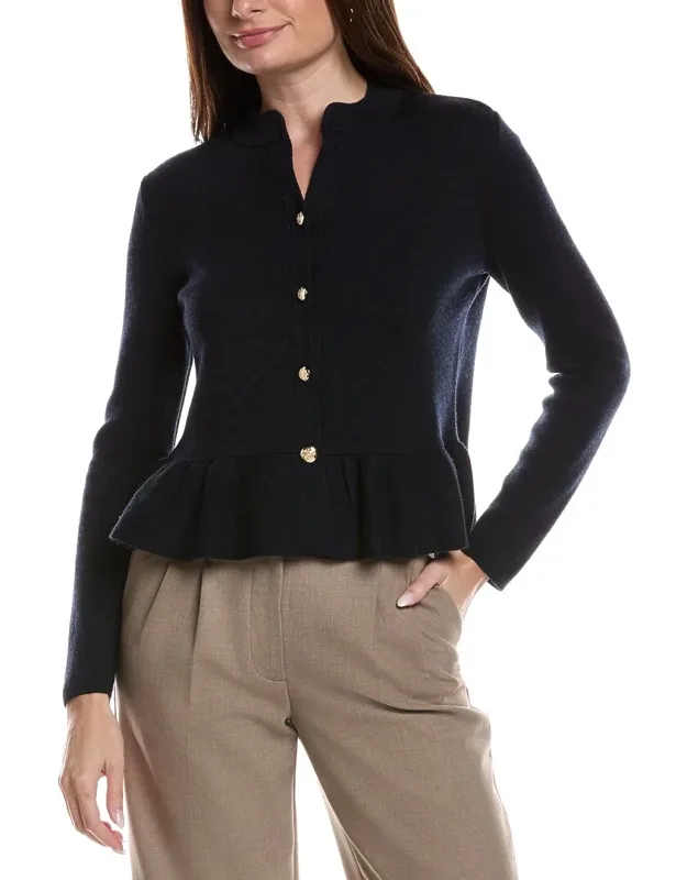 Merino Wool Peplum Sweater Jacket