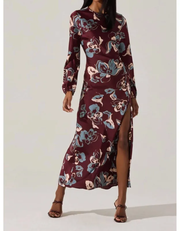 Satin Floral Midi Dress