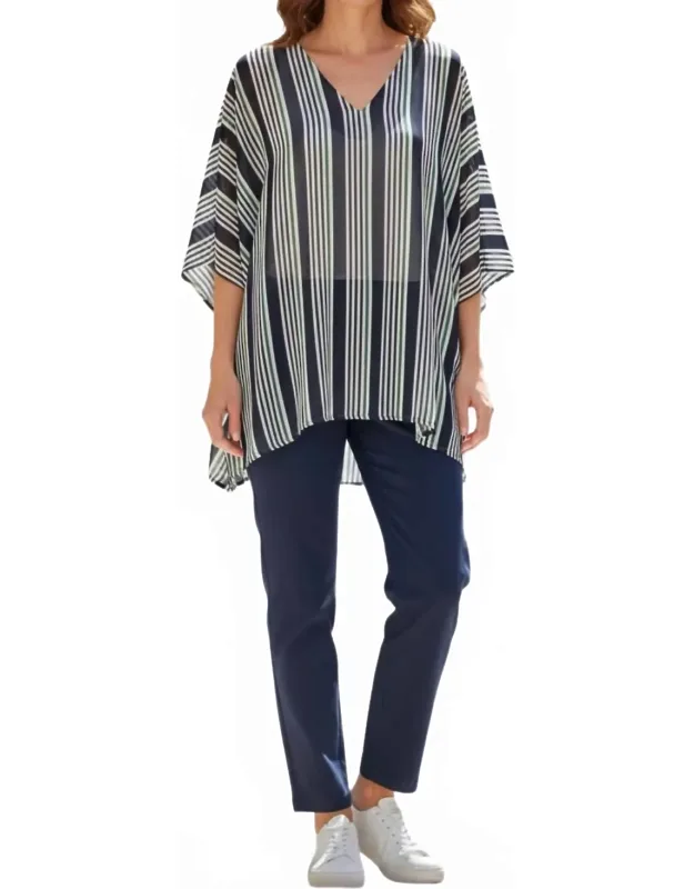 Striped Chiffon Kaftan Top