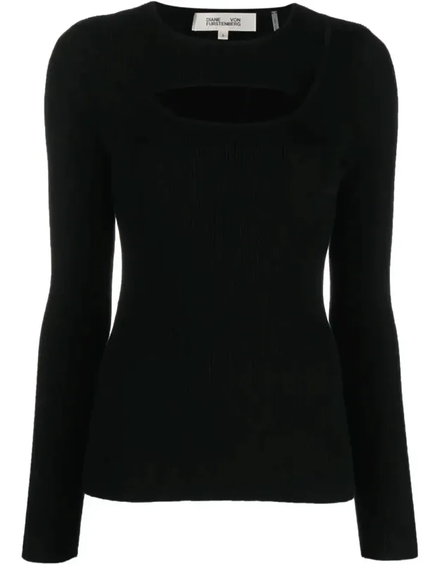 Bruno Ribbed Knit Cut Out Long Sleeve Sweater