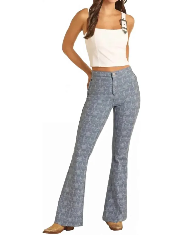 Reversible Button Flare Jeans