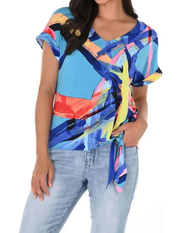 Abstract Short Sleeve Top