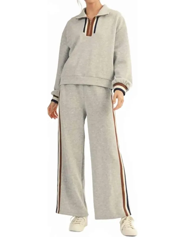 Zip Collar Pullover & Wide-leg Pants