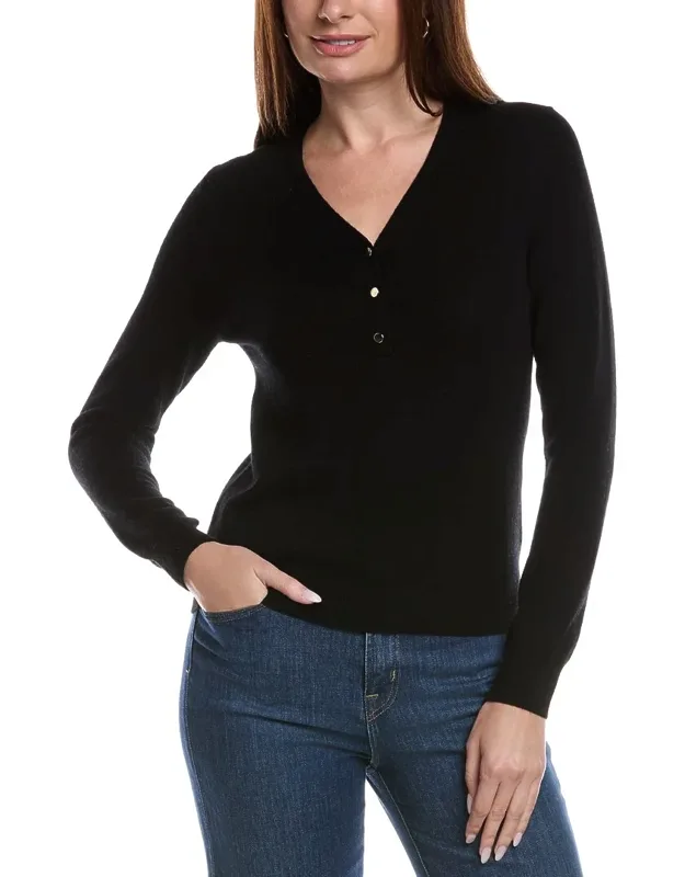 Wool & Cashmere-blend V-neck Henley Sweater