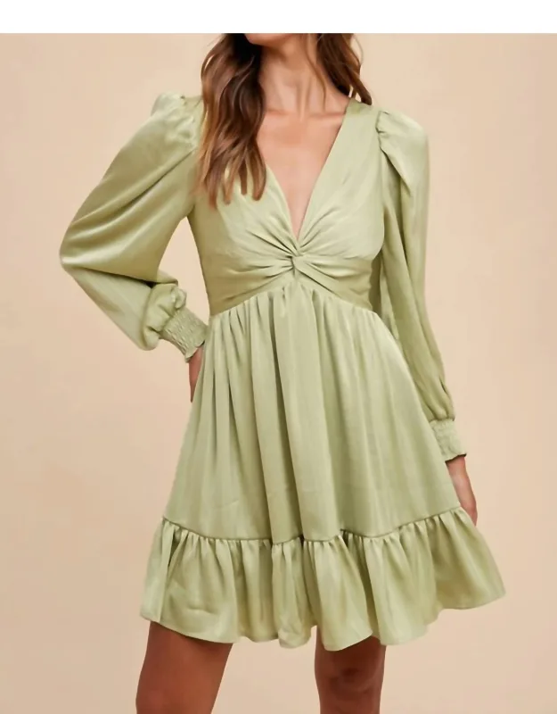 Front Twisted Satin Mini Dress