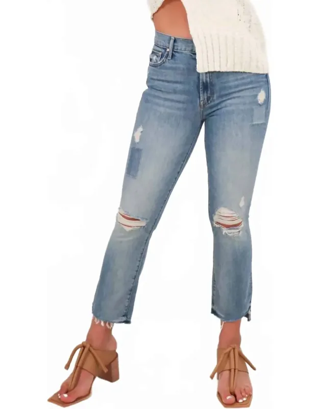 Insider Crop Step Fray Jeans - Mid-rise, Slim Fit