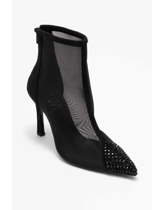Farella Mesh Embellished Back-zip Booties