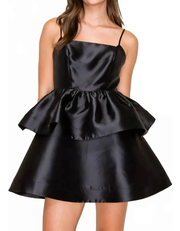 Tiered Ruffle Taffeta Mini Dress