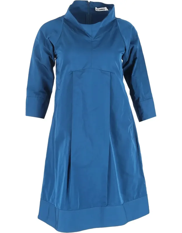 High-collared 3/4 Sleeve Knee-length Dress