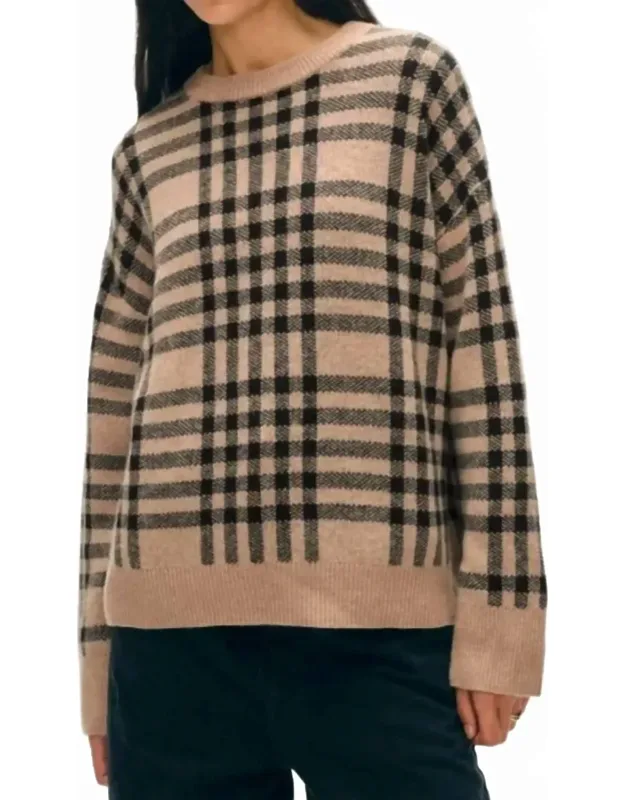 Cashmere Plaid Crewneck Sweater
