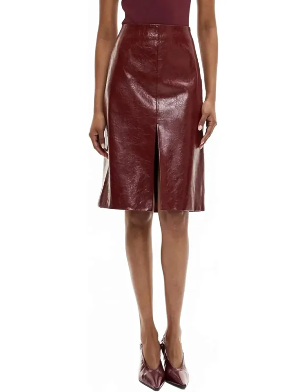 Leather Split Front Pencil Skirt