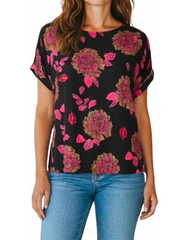 Floral Print Short Sleeve Blouse