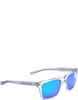 Tybee Blue Mirror Polarized Glass Square Sunglasses