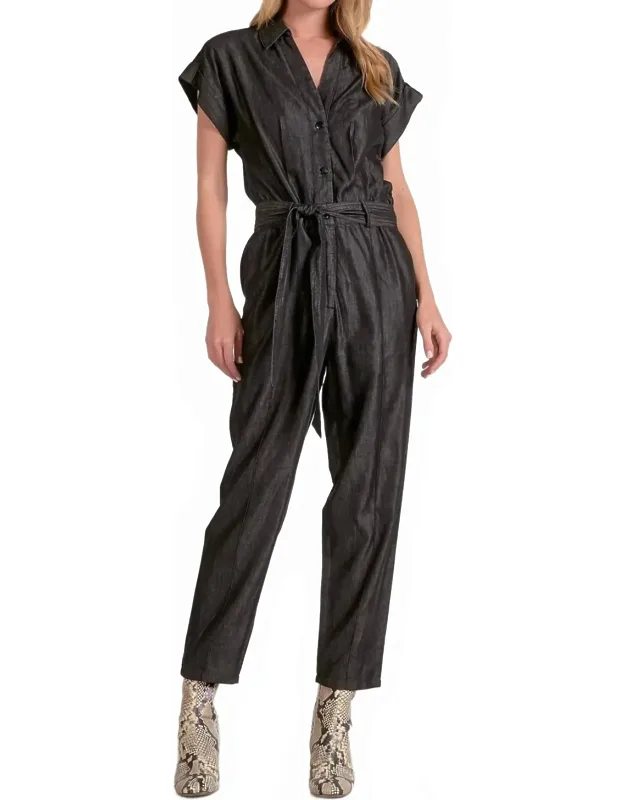 Utility Short Sleeve Belted Jumpsuit