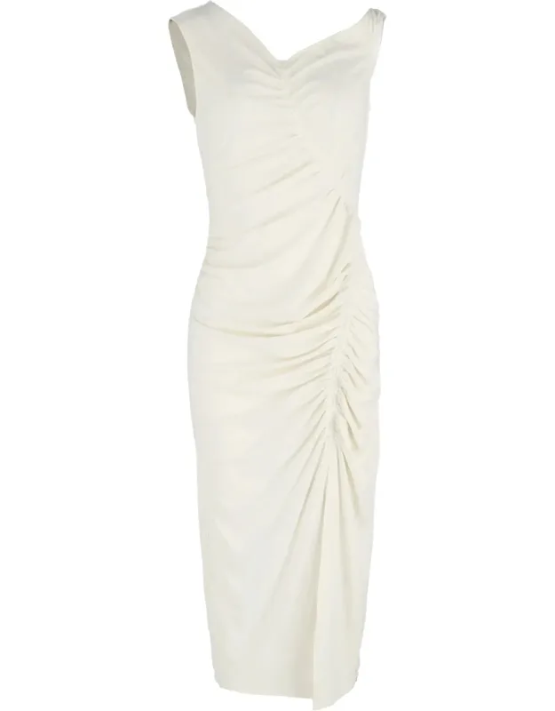 Asymmetric Ruched Stretch-jersey Midi Dress