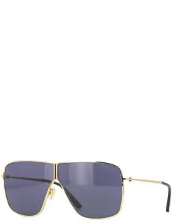 Sunglasses Aviator Full Rim, Shiny Deep Gold Frame And Smoke Lens Ft115930a
