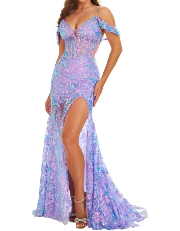 Embroidered Sequin Tulle Mermaid Prom Dress