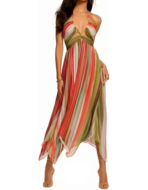 Silk Chiffon Cutout Midi Dress