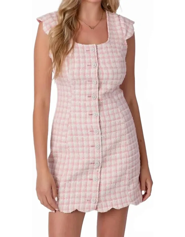 Scallop Cap Sleeve Mini Dress