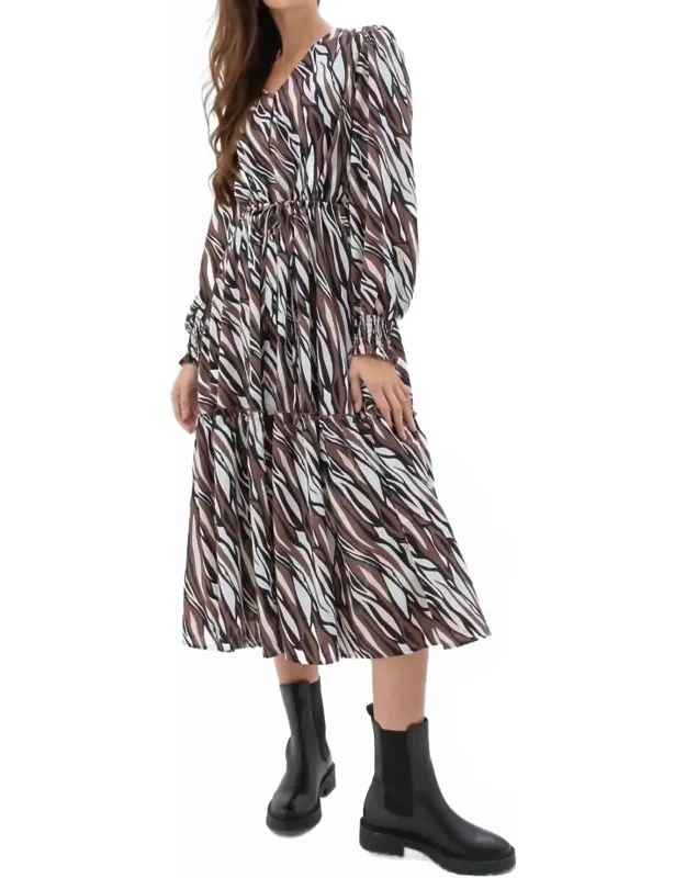 Abstract Print Midi Length Dress