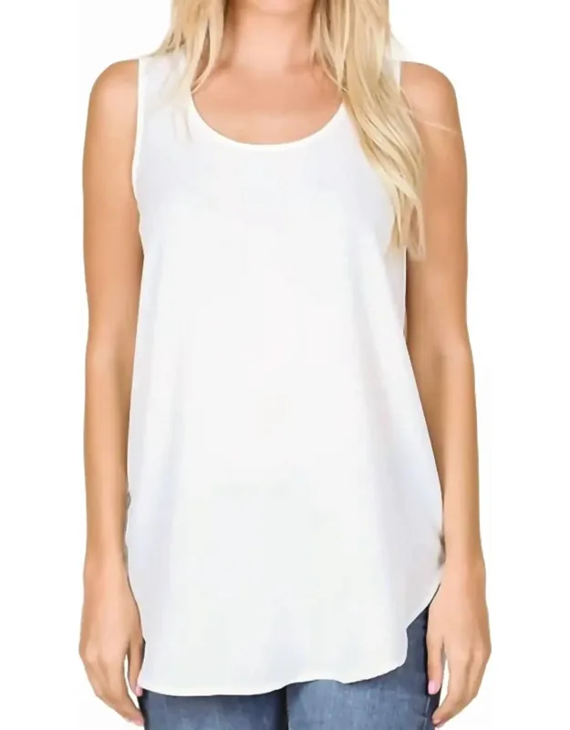Woven Round Neck Tank Top