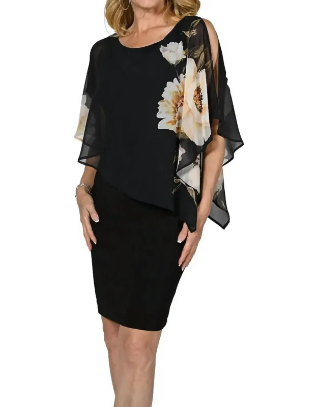 Chiffon Overlay Midi Dress