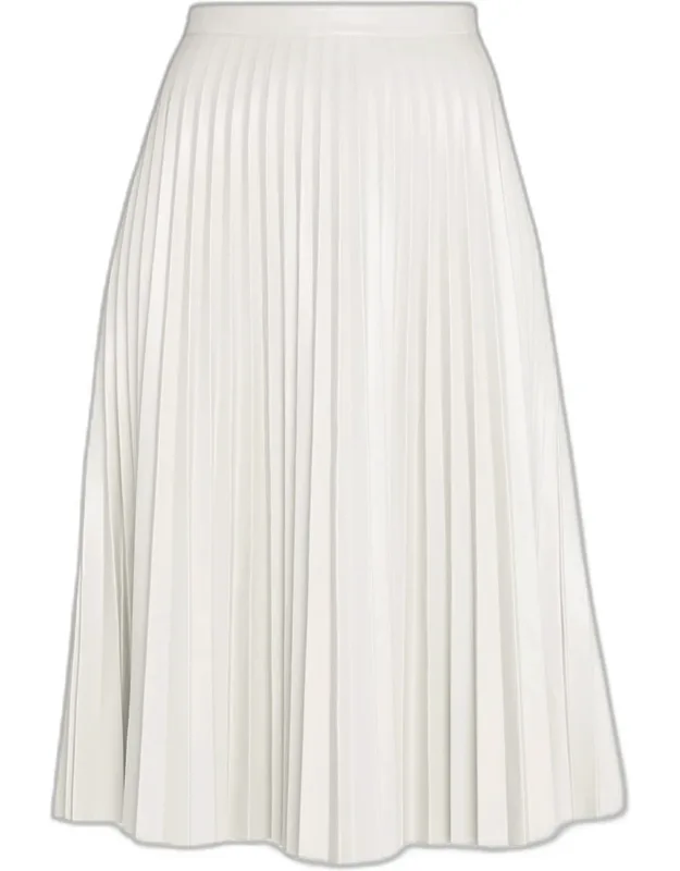 Pleated Vegan Leather Midi Skirt
