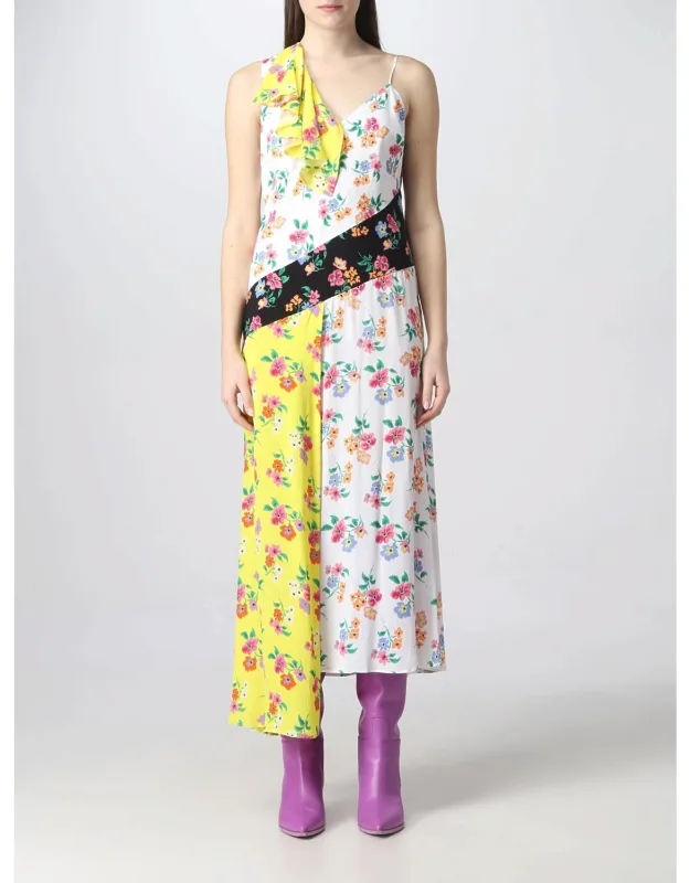 Msgm Dress In Patchwork Design, Casual Style