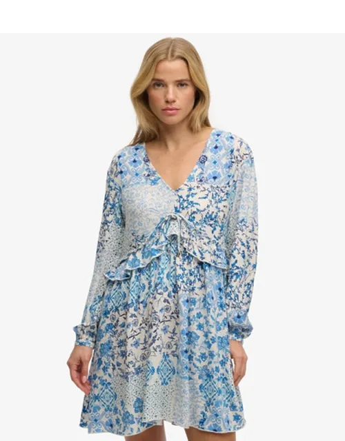 Woven Tiered Mini Dress