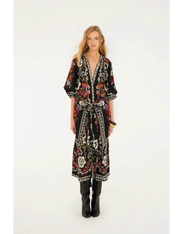 Rococo Flowers Belted Midi Dress