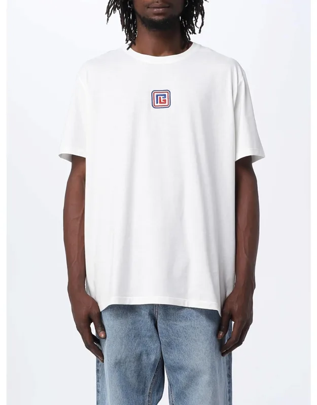T-shirt In Cotton Casual Style Regular Fit Round Neckline Short Sleeves Contrasting Front Logo Embroidery