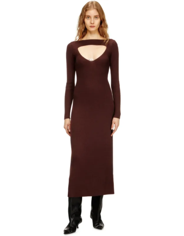 Midi Wool Dress With Inlay