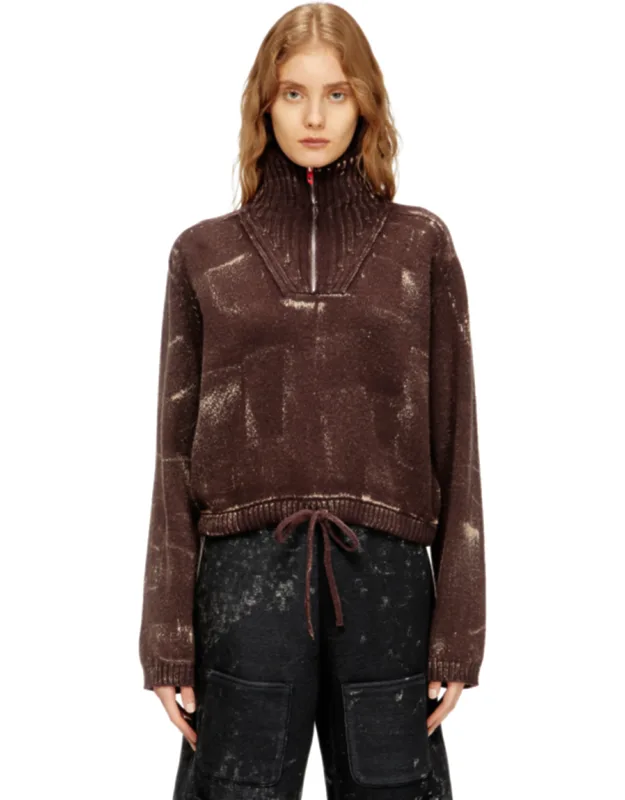 Half-zip Jumper With Distressed Effect - Knitwear