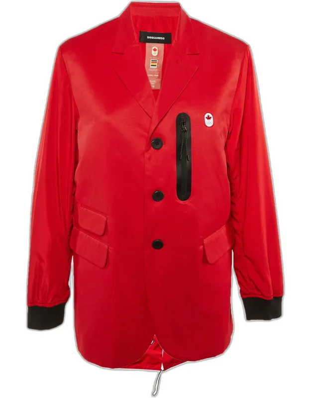 Red Printed Cotton & Nylon Olympic Opening Ceremony Podium Jacket