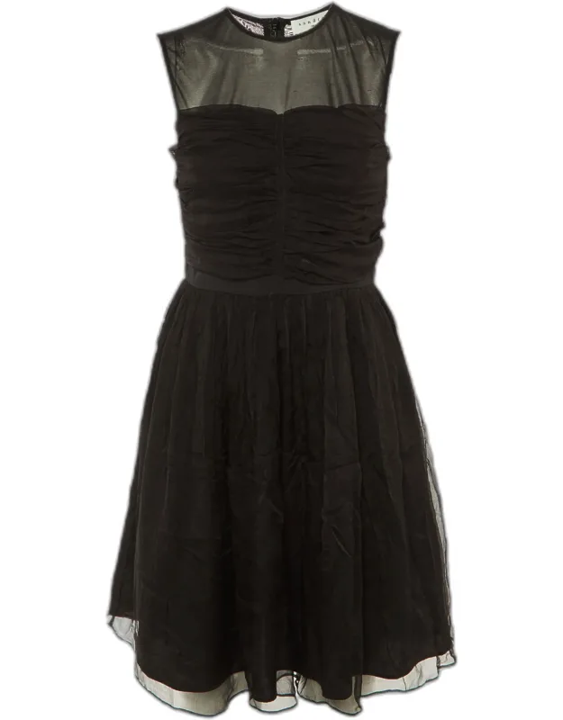 Silk Chiffon Ruffled Mini Dress