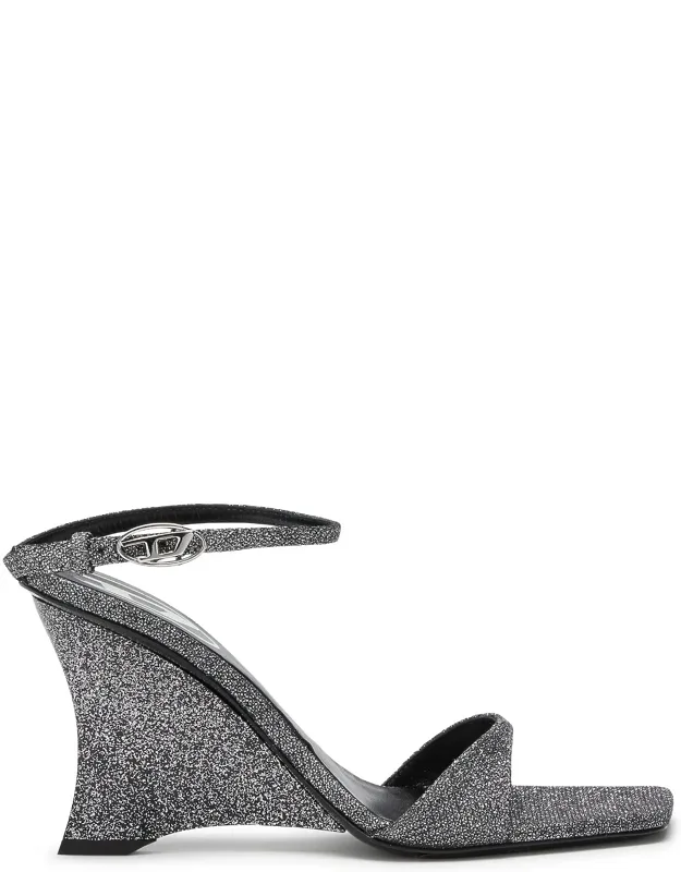 D-amber-wedge Sandals In Lurex Fabric